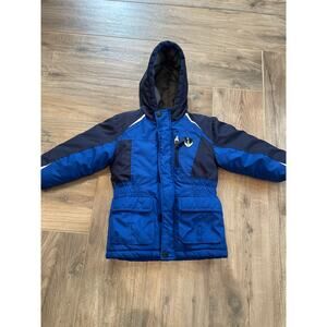 London Fog Winter Jacket Boys Size 5-6 Blue Hooded Full-Zip Heavyweight Snow